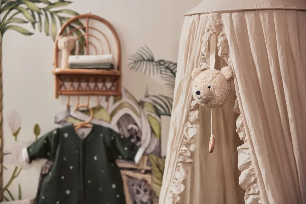 MUZIEKTREKKER, Teddy Bear naturel, ecru, berenkop, textiel, +muziek, vanaf 0 maand, Muziekhanger, 2022