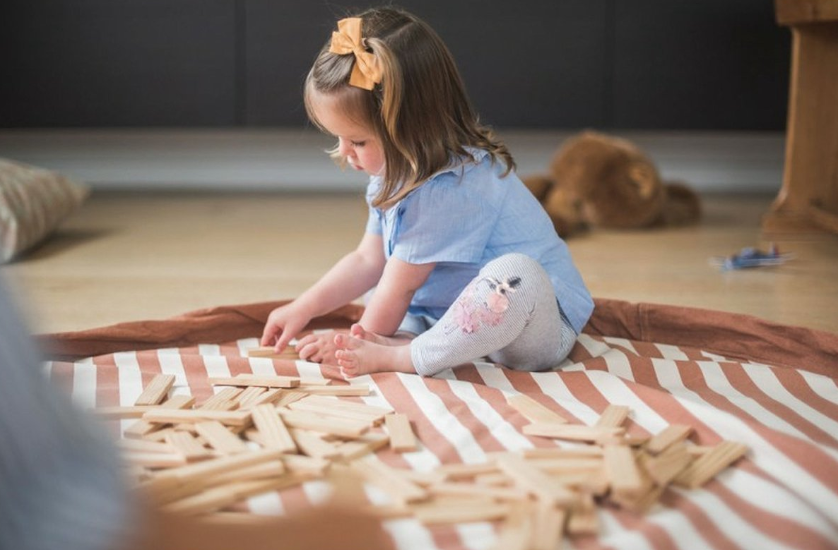 OPBERGZAK, Original, stripes brown, uni/aop strepen, rond, katoen, Dia140cm, opvouwbaar, 1 stuk(s), 2022