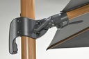 PARASOL, Hawaii Big Pole, 350 x 350 cm, donker grijs, freepole, alu frame, teak look, 8 baleinen, 360° draai/kantelb