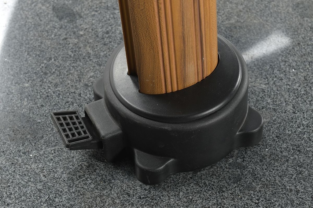 PARASOL, Hawaii Big Pole, 350 x 350 cm, donker grijs, freepole, alu frame, teak look, 8 baleinen, 360° draai/kantelb