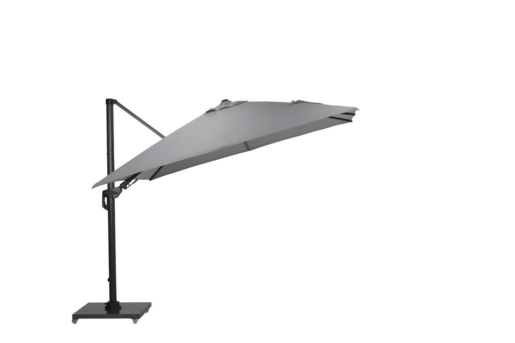 PARASOL, Hawaii Deluxe, 300x300 cm, licht grijs, freepole, carbon black alu frame, 360° draaibaar, L|R kantelbaar