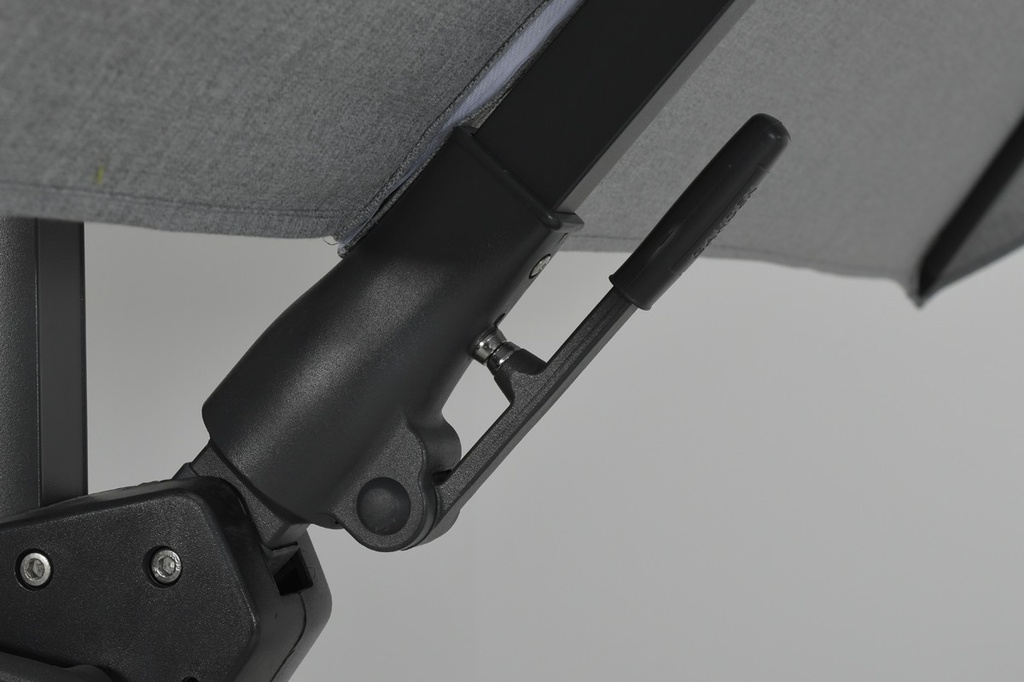 PARASOL, Hawaii Deluxe, 300x300 cm, licht grijs, freepole, carbon black alu frame, 360° draaibaar, L|R kantelbaar