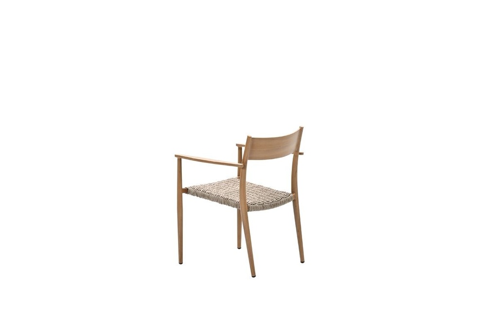 ZETEL/STOEL, Richmond, loungestoel, 62 x 59 x 80 cm, light teak look aluminium frame, natural wicker zitvlak
