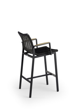 Foxx Teak Rope Bar Chair Charcoal 58 x 56 x 105 cm