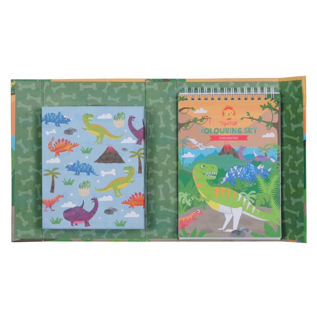 Tiger Tribe kleur- en stickerset dinosaurus