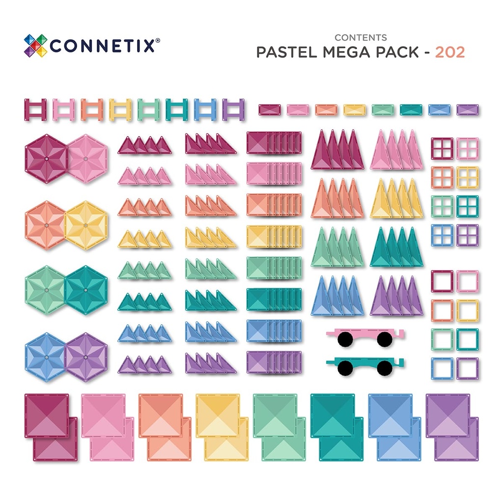 Connetix Tiles 202 Piece Pastel Mega Pack magneetblokken