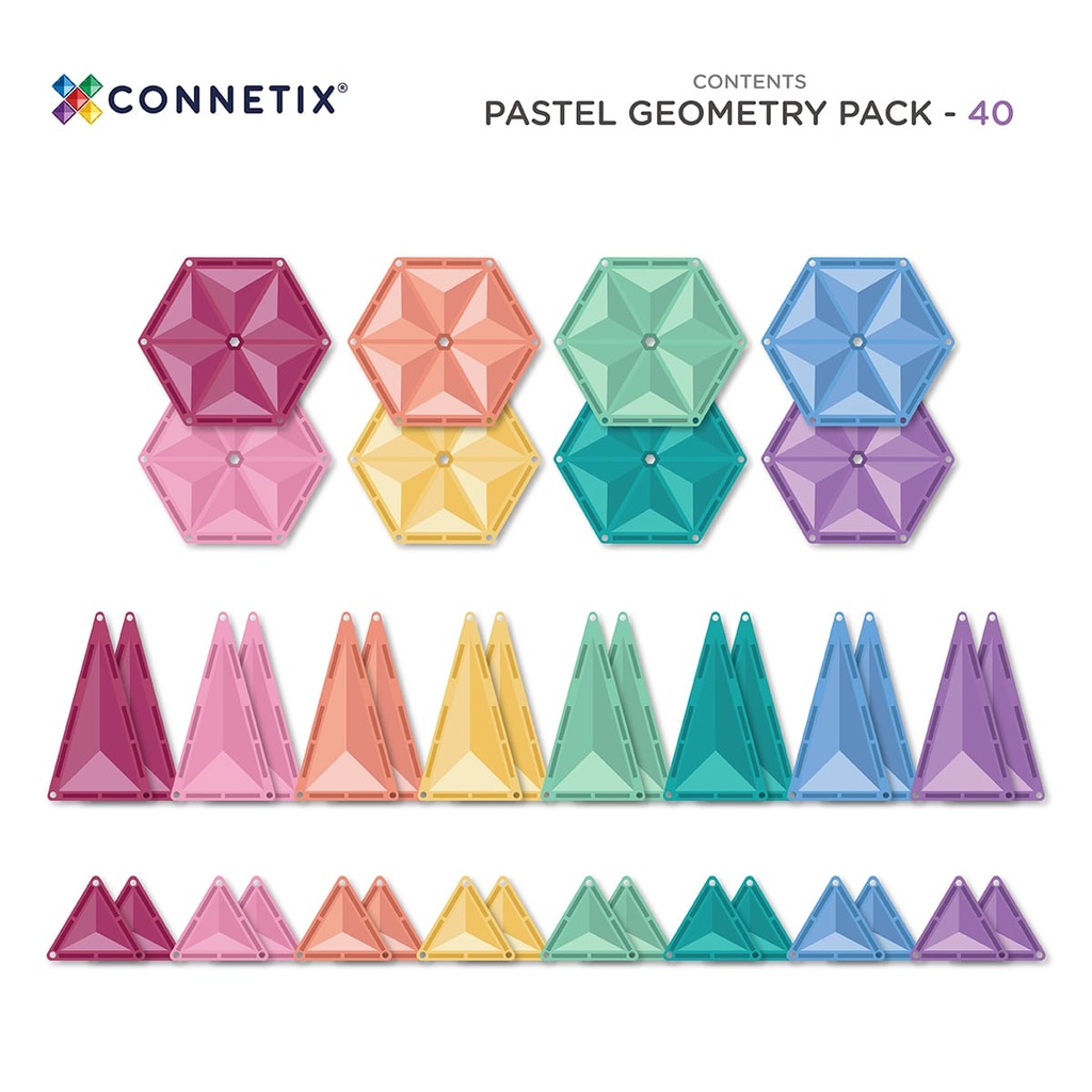Connetix Tiles 40 Piece Pastel Geometry Pack magneetblokken