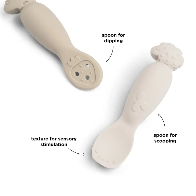 Done By Deer | Lepel Tiny Farm Sand Learning Spoon Ecru 2-pack