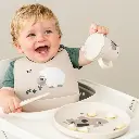 Done By Deer | Slabbetje Sheepy Sand Siliconen met Kruimelvanger Schaap