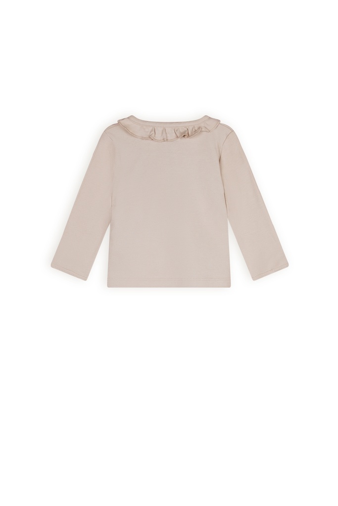 Petite Maison x Nono | Kaya tshirt Longsleeve with ruffle detail at neck Oatmeal