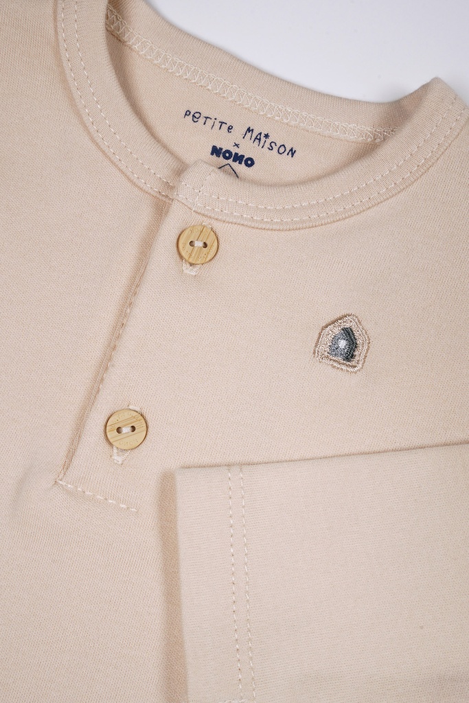 Petite Maison x Nono | Ko tshirt Longsleeve with placket Oatmeal