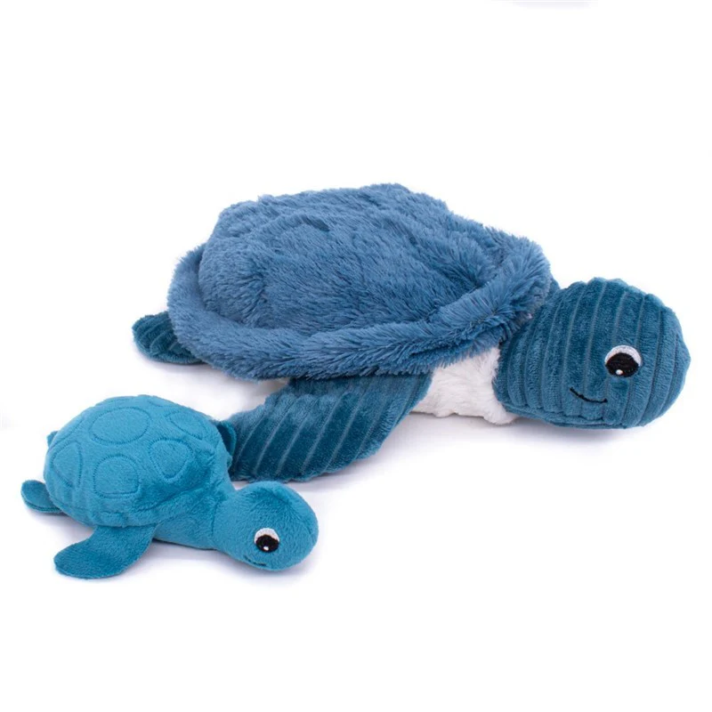 Les Ptipotos | Knuffel Sauvenou Turtle Plushe toy Mama & Baby Blauw