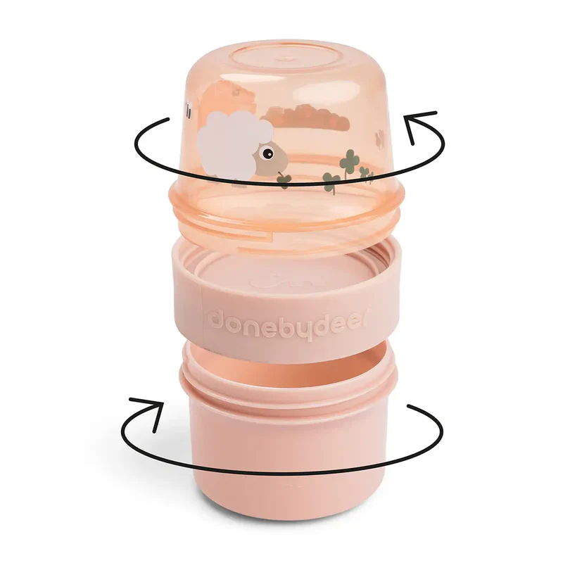 Done by Deer | Bewaarpotje To Go 2-way Tiny Farm Powder Snack Container S 150ml/150ml 
