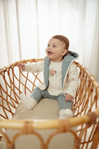 Little Dutch | Gilet Boys Reversible Stone Blue/Ecru