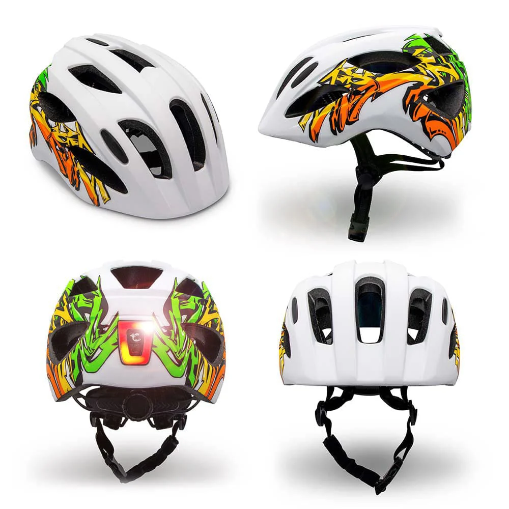Crazy Safety | Fietshelm Grafitti Bicycle Helmet White/Yellow
