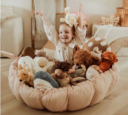 Play&Go | Speeltapijt Bloom Stripes Brown Organic Cotton Dia 130cm 