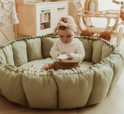 Play&Go | Speeltapijt Bloom Meadow Green Organic Cotton Ø 130cm