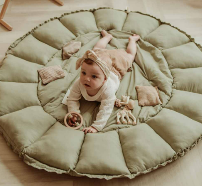 Play&Go | Speeltapijt Bloom Meadow Green Organic Cotton Ø 130cm