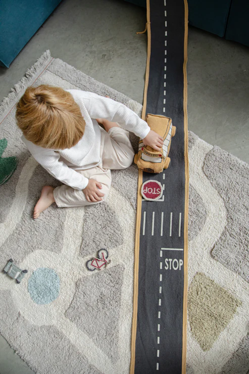 Lorena Canals | Educatief Speelgoed Soft Toy Ride & Roll School Bus Bus 10x24x16cm Road 20x400cm