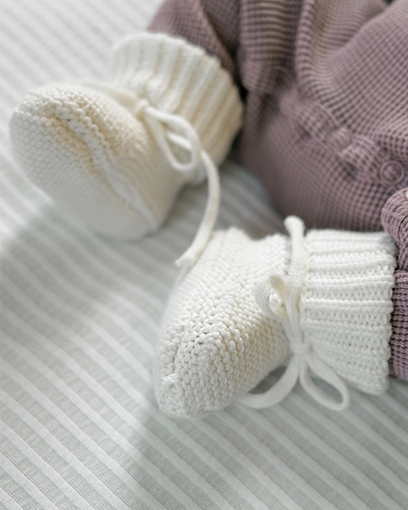 Lodger | Babyslofjes Katoen - Slipper Knit Cotton Cloud Dancer 0-6m
