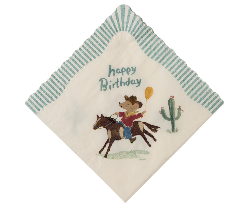 Maileg | Napkin, Happy birthday - Cowboy