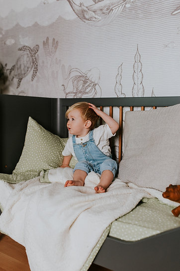 Plum Plum | Dekbedovertrek Bed Dot Pistache Groen 100x140cm       