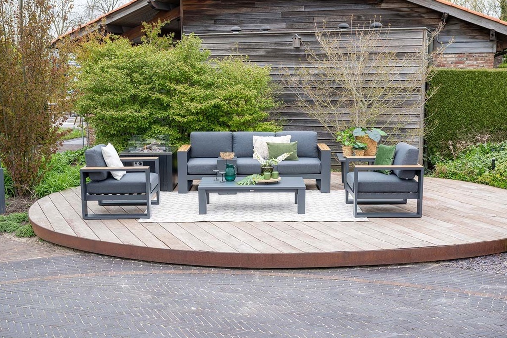 Garden Imp. | Tafel, San Francisco, Salontafel, 140 x 70 x 40 cm, Carbon Black, Zwart, Aluminium