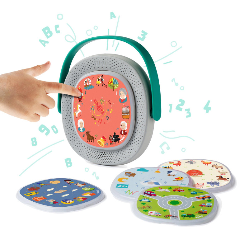 Timio | Educatief Speelgoed Player Oplaadbaar +5 discs Grijs Muziek +24 M 