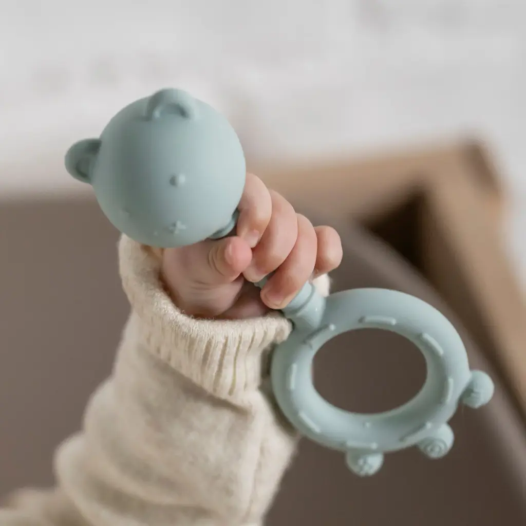 Nattou | Rammelaar/Bijtring Beer Silicone Pastelgroen 6cm