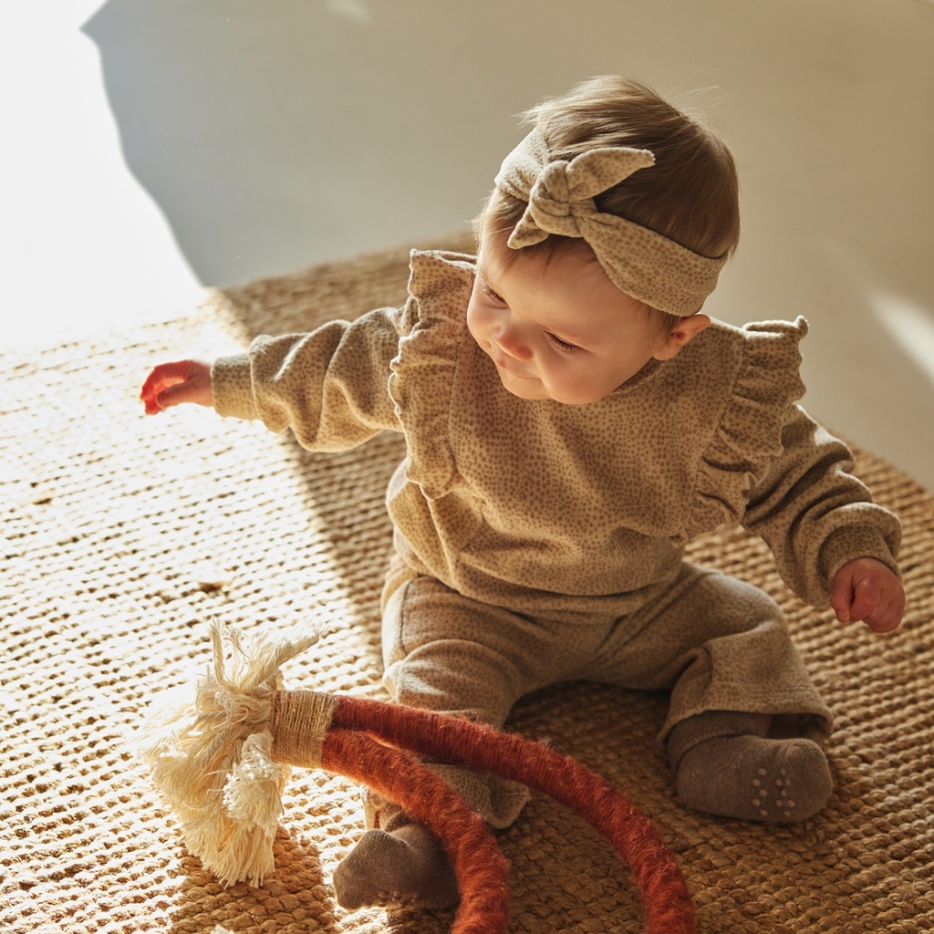 Dirkje | Outfit Girls Pretty Fall Babysuit + Headband Beige Grey 3-delig