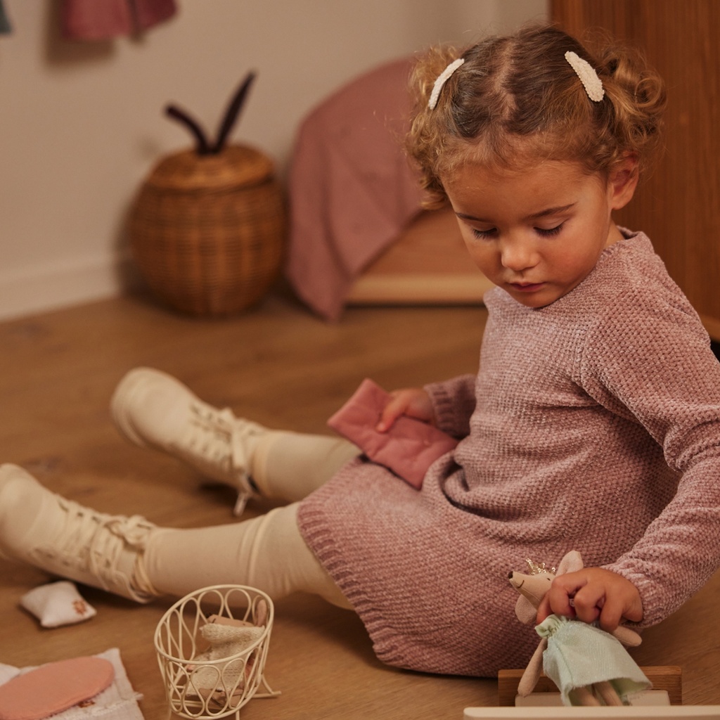 Dirkje | Jurk Girls Little Flower Dress Longsleeve Light Mauve