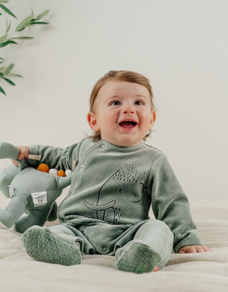 Noukies | Pyjama Funny Mammouth Fluweel Rib Groen