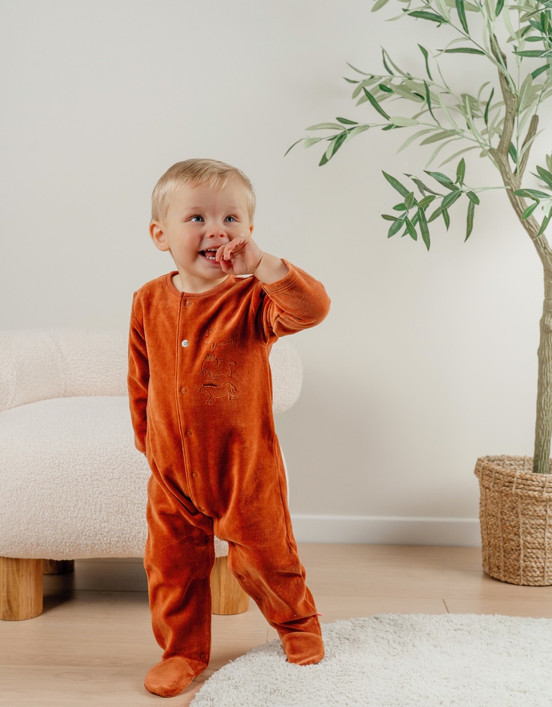 Noukies | Pyjama Funny Mammouth Fluweel Rib Roest