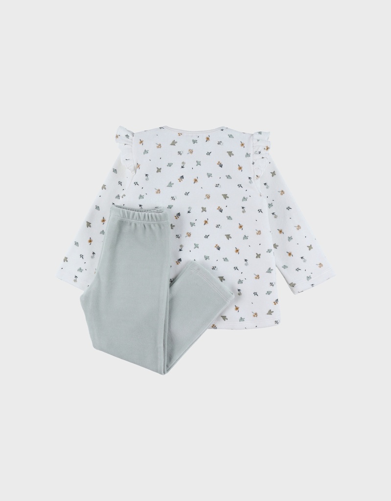 Noukies | Pyjama Lovely Bird Fluweel All over Bloemen 2-delig