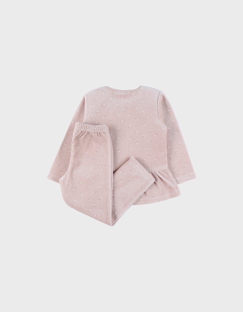 Noukies | Pyjama Cat Fluweel Roze 2-delig 