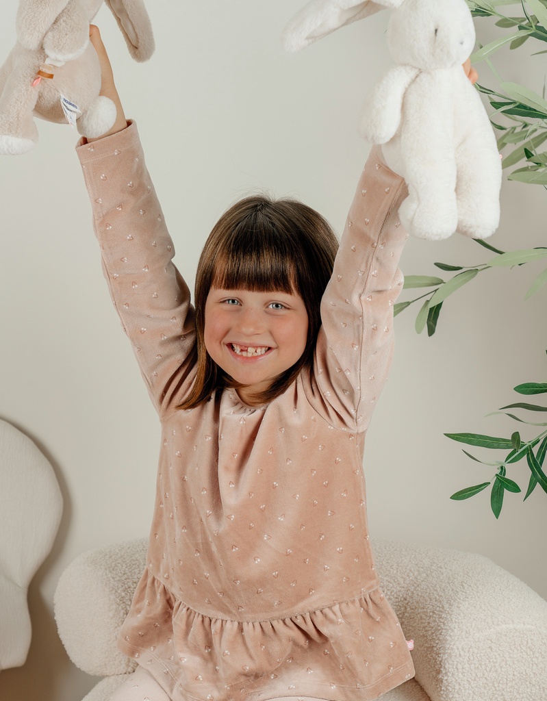 Noukies | Pyjama Cat Fluweel Roze 2-delig 