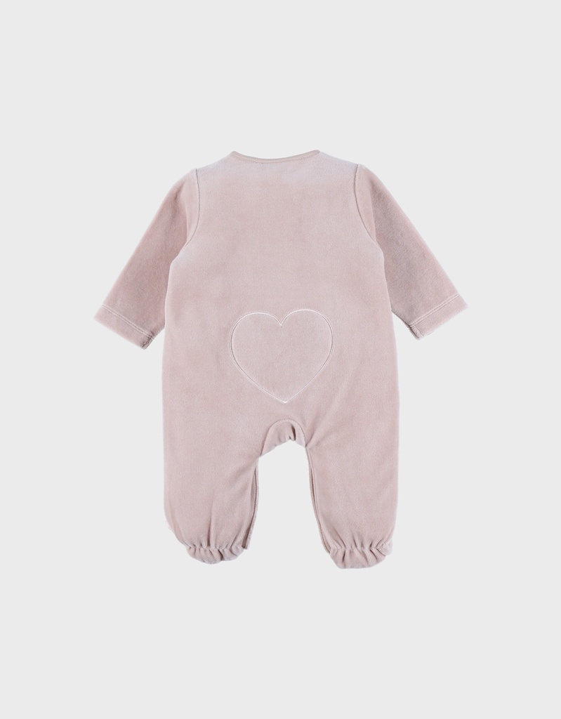 Noukies | Pyjama Nappy Cat Fluweel Roze