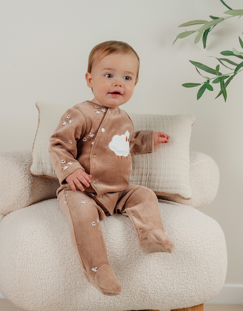 Noukies | Pyjama Fluffy Fluweel Bruin