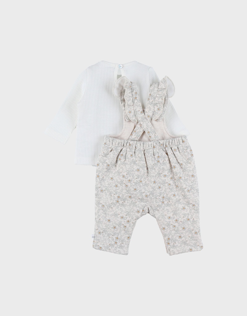 Noukies | Outfit Tendresse T-Shirt/Salopet  Wit/All Over Bloemen