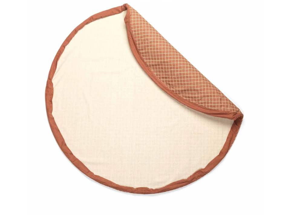 Play&Go | Opbergzak Original Organic Grid Brown, Dia140cm