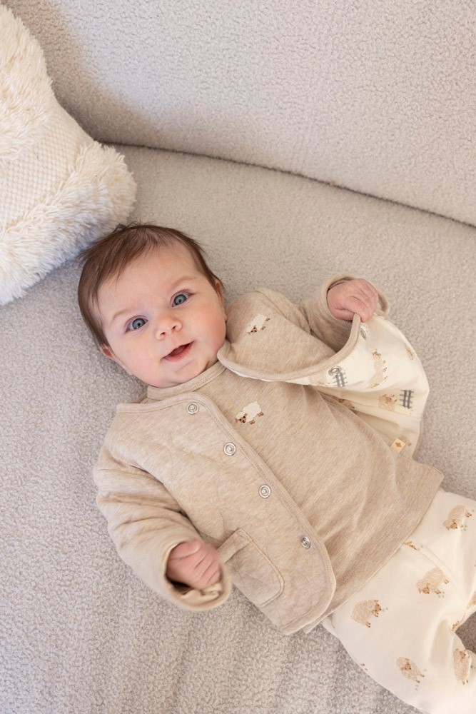 Feetje | Gilet Sleepy Sheepy Omkeerbaar Taupe Melange