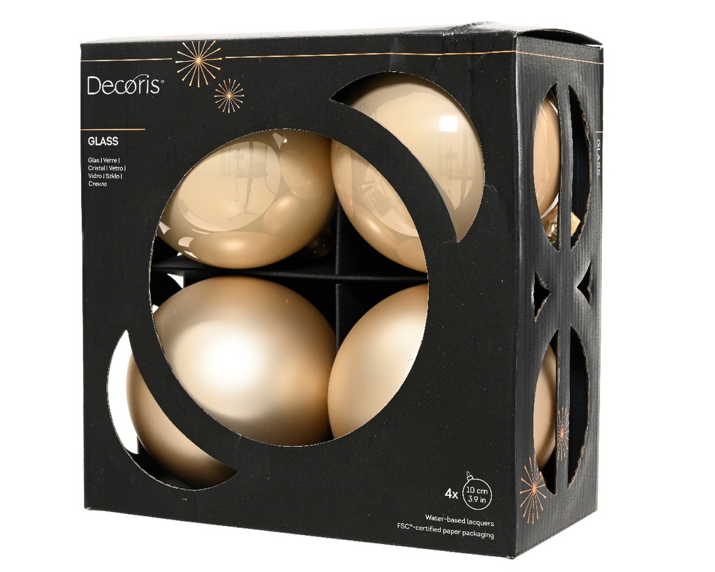 Kaemingk | Kerstbal Glas Mix Parel Ø10cm 4-pack