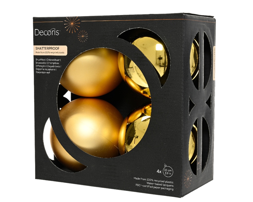 Kaemingk | Kerstbal Polystyreen Mix Goud Ø10cm 4-pack