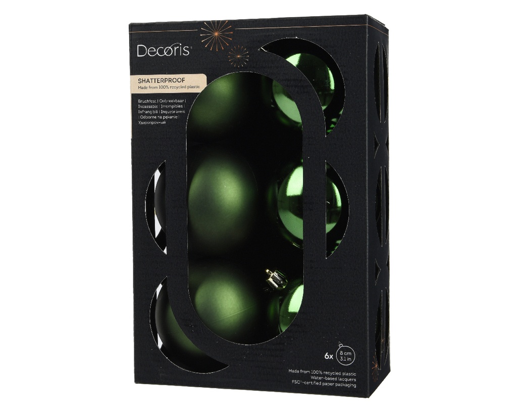 Kaemingk | Kerstbal Polystyreen Mix Dennengroen Ø8cm 6-pack