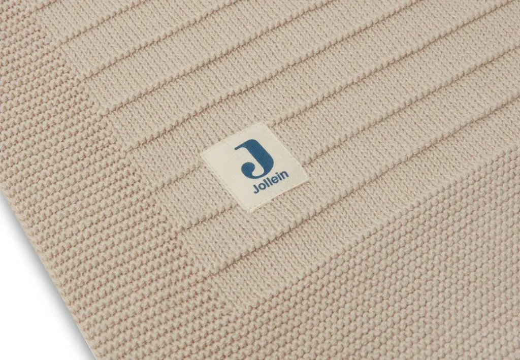 Jollein | Deken voor Babybed Pure Knit Nougat All Over Strepen Tricot Ecru 100x150cm 