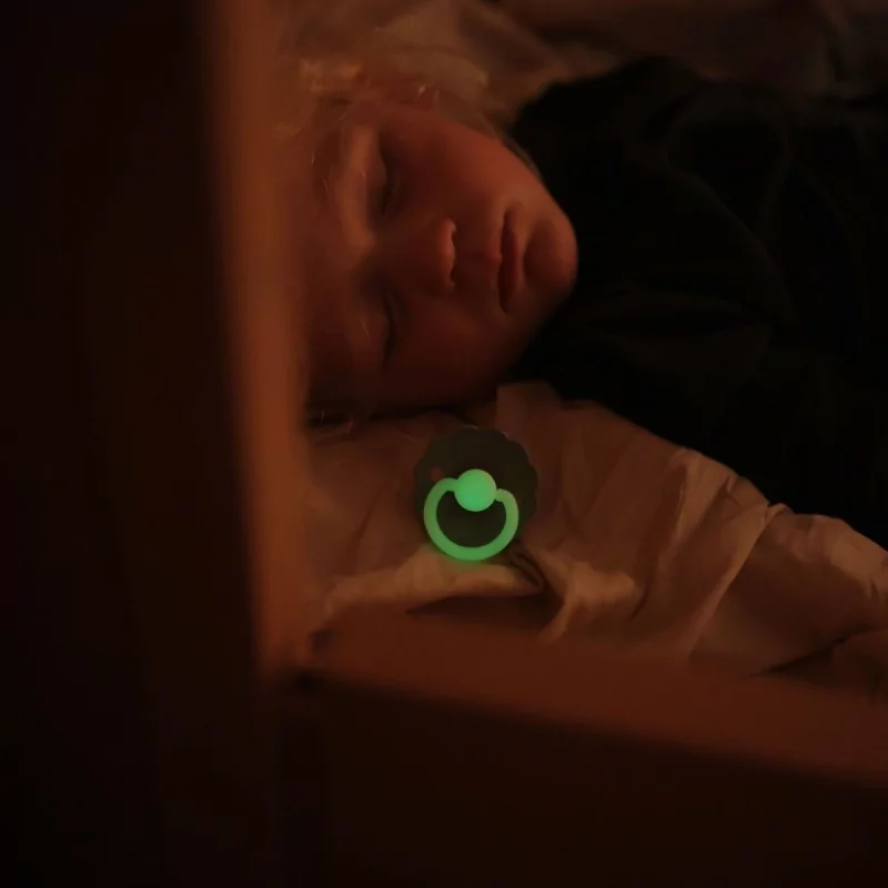 Frigg | Fopspeen Rope Night o/p Steel Blue/Sage Rubber Speen Ortho/Physio T1 Glow in The Dark 0-6m 2-pack