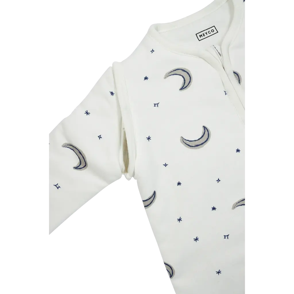 SLAAPZAK, 70cm, LM, 2.3TOG, Moon indigo, ecru, aop maan/sterren, jersery, klass. model, katoen/lichte vulling, winter