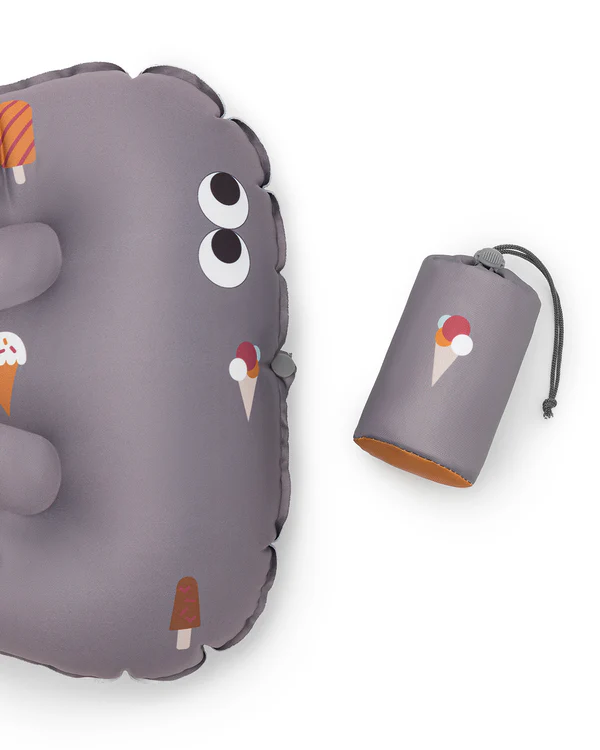 Noui Noui | Stoelverhoger Seat Cushion Ice Cream Anthracite Grijs Vinyl Bevestiging met Tiem Opblaasbaar Zitkussen