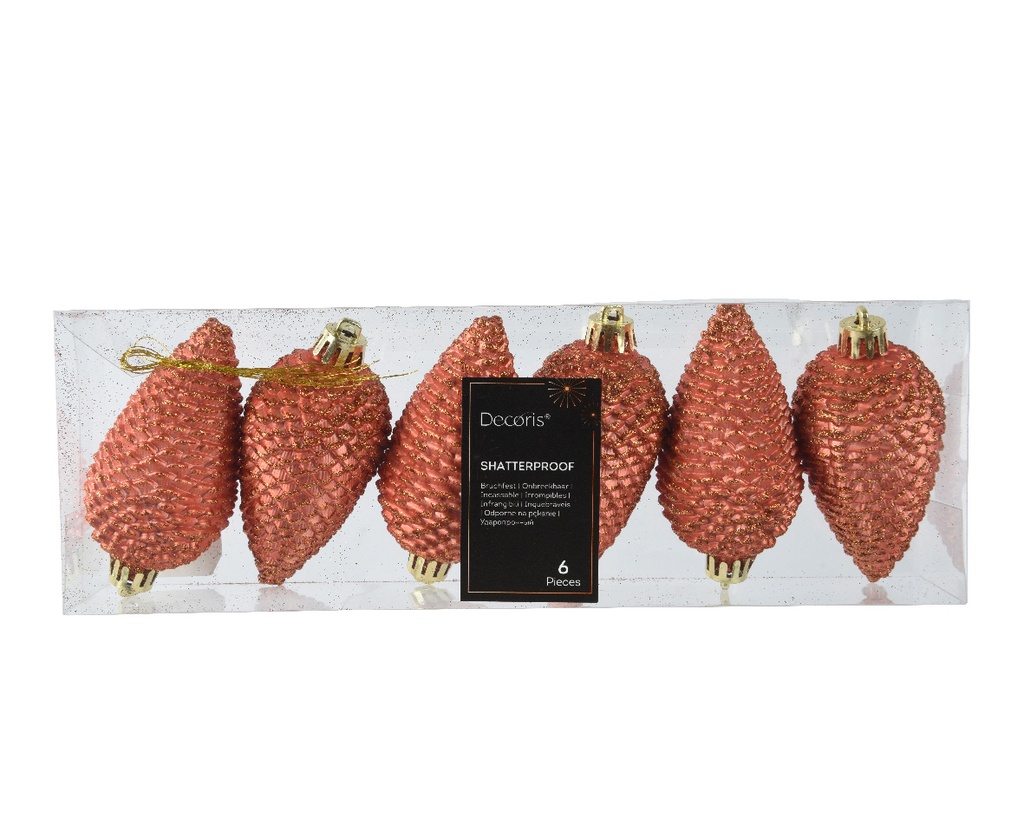 Kaemingk | Hangfiguur Polystyreen Dennenappel Warm Orange 6-pack