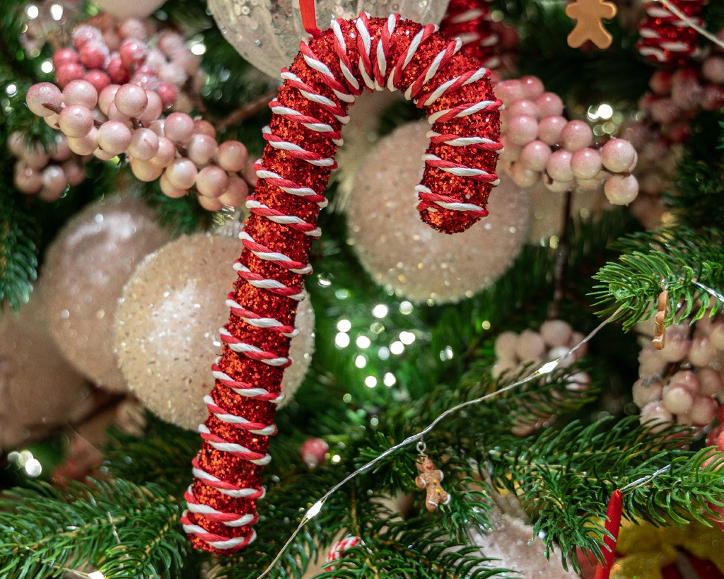  Kaemingk | Hangfiguur Mix Zuurstok Glitter Rood/Wit